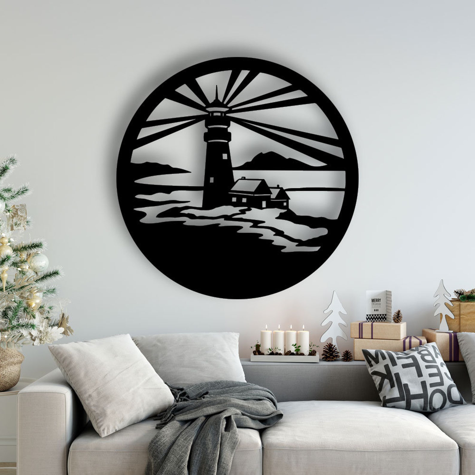 Lighthouse Design Laser Cut Svg Dxf Files Wall Sticker Etsy
