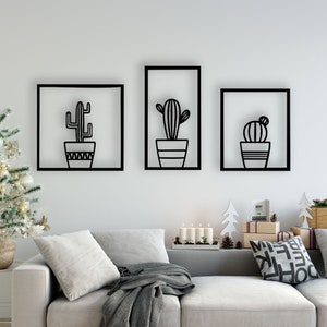 Cactus Design corte a laser arquivos svg dxf adesivo de parede gravura decalque silhueta modelo roteador de corte cnc vetor digital download instand