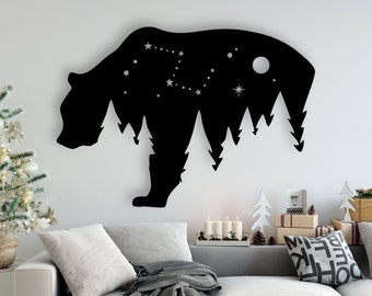 Star Bear Design laser cut svg dxf files wall sticker engraving decal silhouette template cnc cutting router digital vector instant download