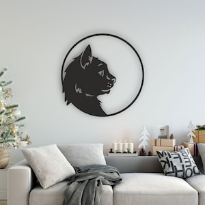 Cat Design laser cut svg dxf files wall sticker engraving decal silhouette template cnc cutting router digital vector instand download