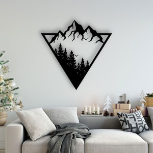 Berg Design Laser geschnitten Svg Dxf Dateien Wand Aufkleber Gravur Aufkleber Silhouette Vorlage cnc Schneiden Router digitale Vektor instand herunterladen