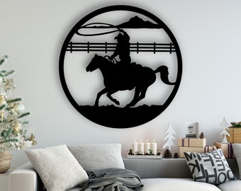 Cowboy Design laser cut svg dxf files wall sticker engraving decal silhouette template cnc cutting router digital vector instant download