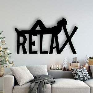 Relax Design laserskurna svg dxf-filer väggklistermärke gravyr dekal silhuett mall CNC-skärning router digital vektor omedelbar nedladdning
