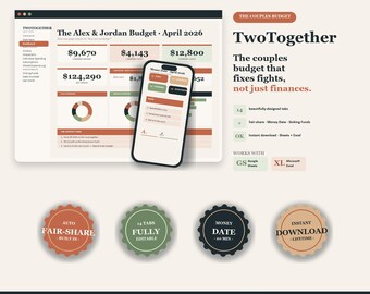 Couples Budget Spreadsheet | Fair-Share, Money Date, Savings (Google Sheets + Excel)