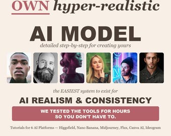 Masterclass AI-fotoshoot, pdf | 120+ prompts, tekenvergrendelingsformule (digitale download)