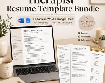 Therapist Resume & Cover Letter Template Bundle for LCSW, LMHC, Counselors – ATS Word Docs