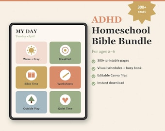 ADHD Homeschool Bible Bundle | Christian Preschool Busy Book (Instant Download)