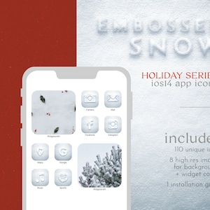 Embossed Snow Holiday Edition Luxe iOS14 Icon Set / Widget Covers
