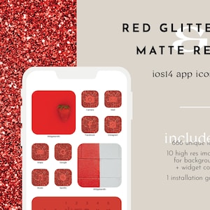 Red Glitter & Red Luxe iOS 14 Icon Set / Widget Covers