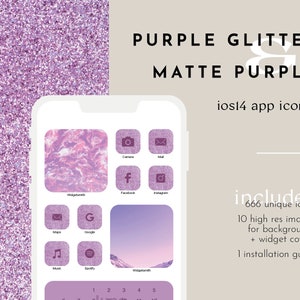 Purple Glitter & Purple Luxe iOS 14 Icon Set / Widget Covers