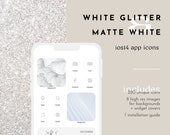 White Glitter & Matte White Luxe iOS 14 Icon Set / Widget Covers