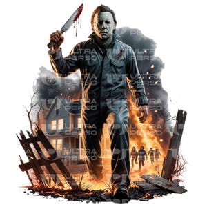 Michael Myers Slasher Movie Digital Download, Spooky Halloween Killer, Trendy Halloween Michael Myers Fan Art, Scary Movies Design