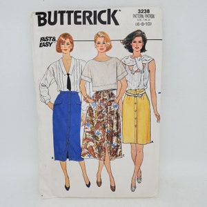 Butterick 3238 Sewing Pattern Misses Two Lengths Skirt Size 6-8-10 Uncut 80s