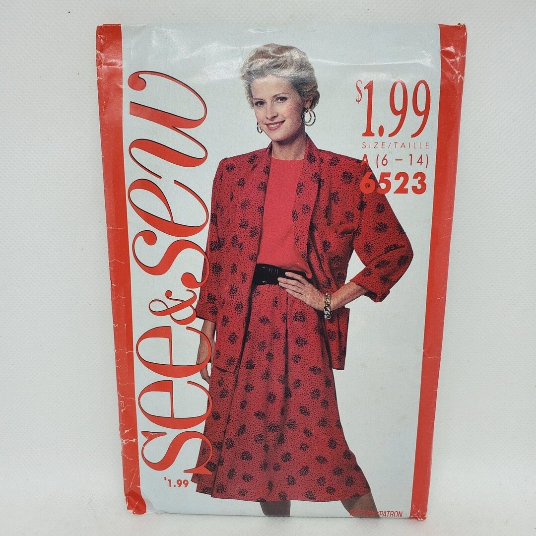 Butterick 6523 Sewing Pattern Jacket Top Skirt Misses Sz 6-14 OOP UNCUT ...