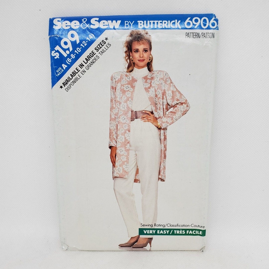 Butterick 6906 Sewing Pattern Jacket Pants Misses Sz 6-8-10-12-14 OOP ...