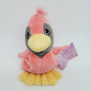 Vtg Precious Moments Tender Tails Pink Cardinal 7&quot; Bird w/ tags 1998 Cute Plush