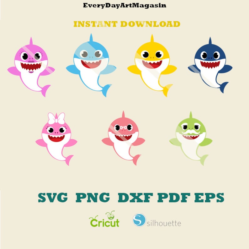 Download Shark family SVG bundlelayered Shark Family png birthday ...