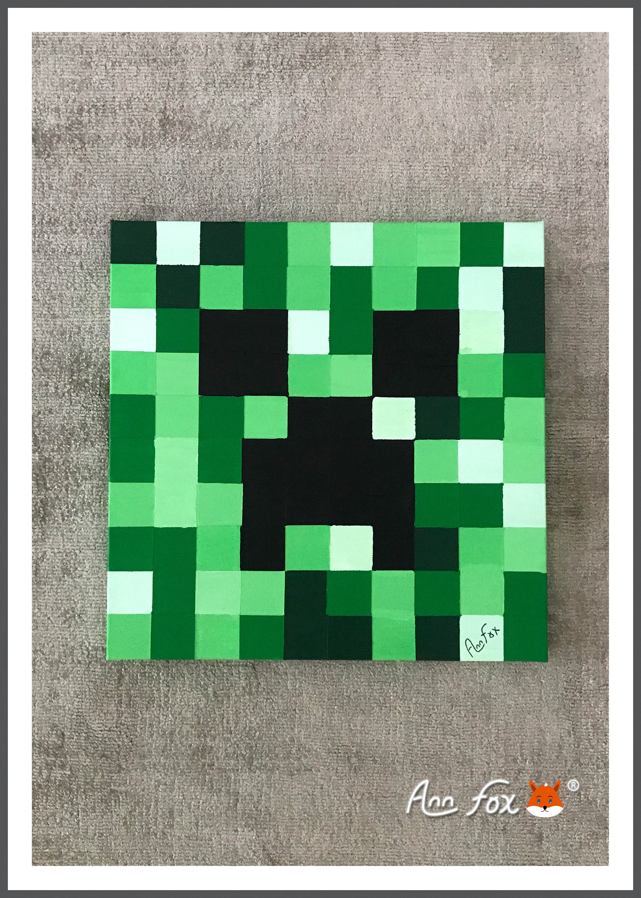 Custom Minecraft Creeper Painting 12 X 12 