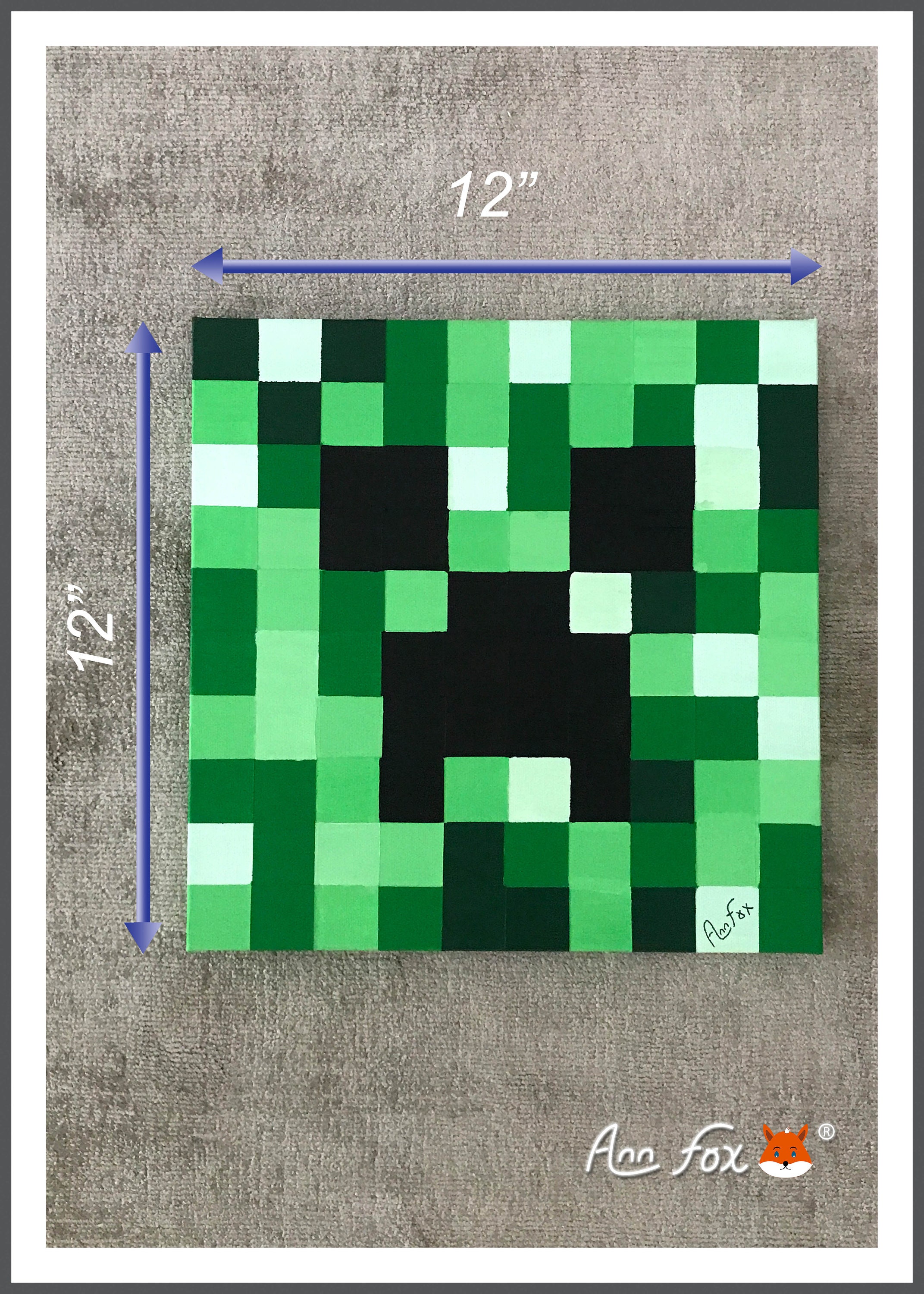 Custom Minecraft Creeper Painting 12 X 12 