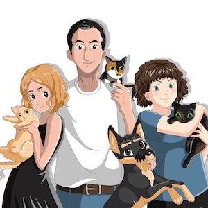 Custom Anime Character, Manga Character, Cosplay Portrait, family cartoon portrait, gift for Anime lovers, Custom Anime gift for friends