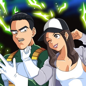 あなたの写真に合わせて、2キャラクターのアニメポートレートを制作します。友達のポートレート/ドラゴンマンガ/和風/クリスマス、記念日のギフト、カップル、家族A