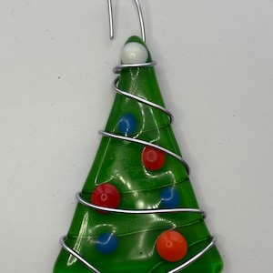 Translucent Green Fused glass Christmas tree decoration