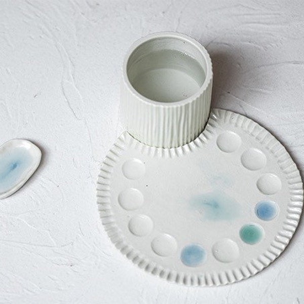 Ceramic Palette Wash Pot Artist Gift Set