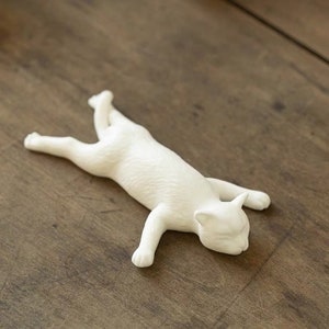 Ceramic Paint Brush Pen Rest Holder White Cat