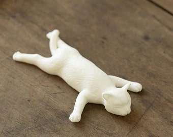 Ceramic Paint Brush Pen Rest Holder White Cat