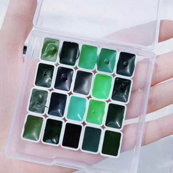 Watercolour Paint 20 Shades of Green 1/8 Pans Set of 20