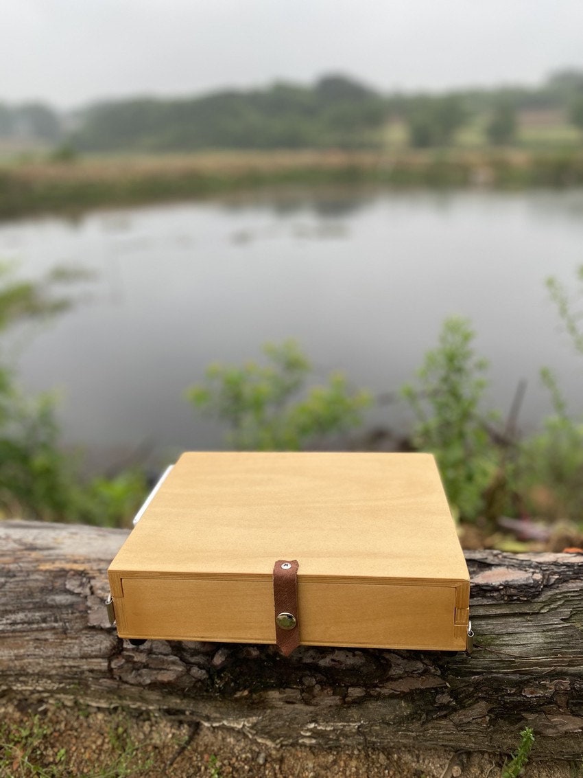 Wooden Travel Paint Box Easel Carry Case Watercolour Oil Etsy