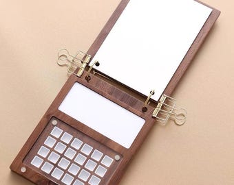 Walnut Compact Watercolour Travel Paint Palette | Wooden Palette | Loose-leaf Board | 24 Wells