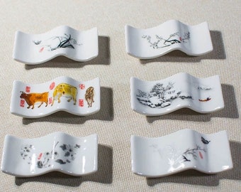 Oriental Retro Ceramic Painting Writing Brush Pen Rest Paintbrush Holder