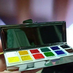 Mini Paint Case Painting Palette Tin Box Mirror Effect Watercolour Paint Box 6 x 2ml or 12 x 1ml image 2