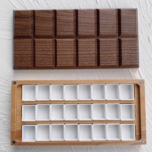 Walnut | Beech | Wooden Paint Box | Case | Palette | 24 Half Pans | 36 Half Pans