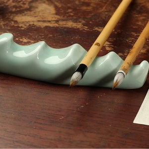 Ceramic Painting Writing Brush Pen Rest Holder "Wave"