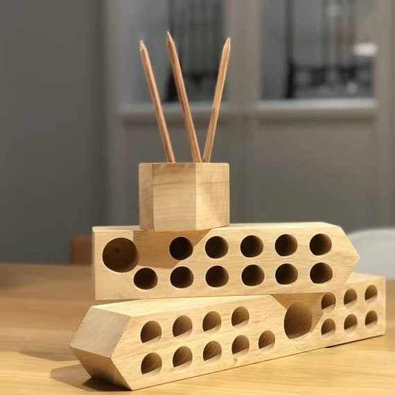 Wooden Brush Holder 