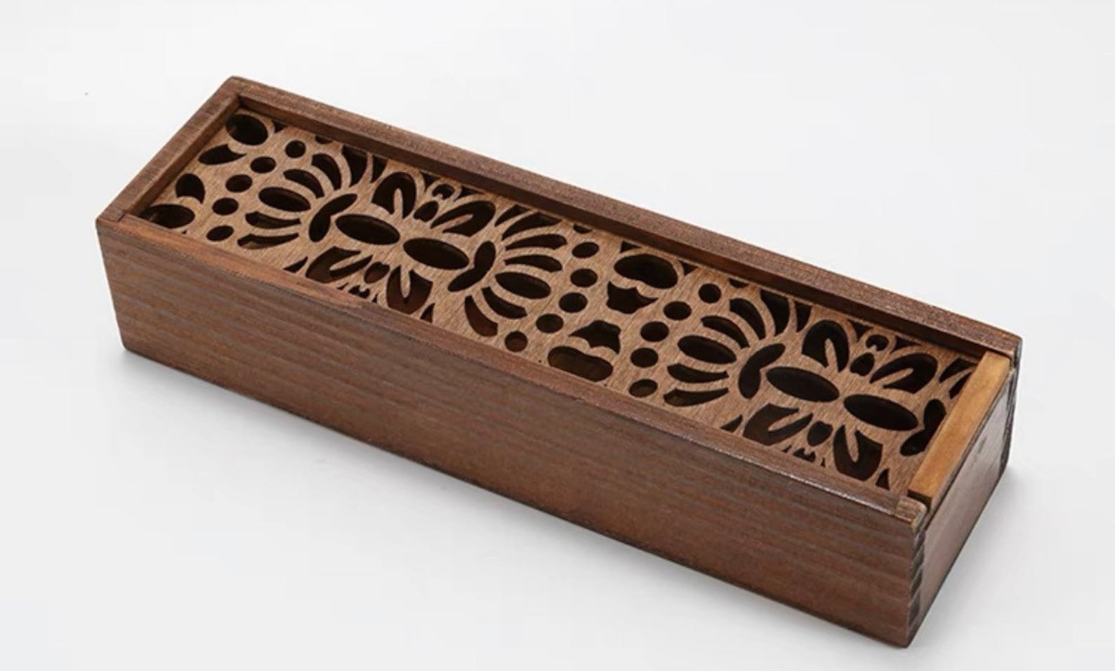 Wooden Pencil Box Delicate Engraved Slide Open Lid Storage Box Etsy