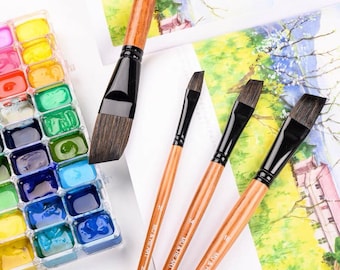 Squirrel Brush Watercolour Gouache Professional Painting Slant Brushes Series 208S: 10mm-24mm