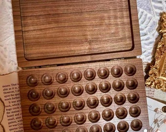 Walnut Watercolour Compact Travel Paint Box | Paint Case | Wooden Palette | 40-well