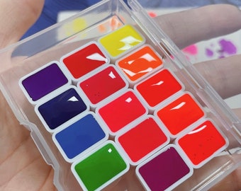 Watercolour Paint Opera High Saturation Fluorescent Colours | 1/8 pans | Qtr Pans | Set of 14