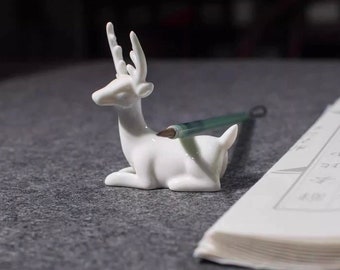 Ceramic Paint Brush Pen Rest Holder "Reindeer"