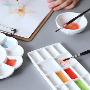 Ceramic Palette Watercolour Artist Painting Paintbrush Rest Washer Pot