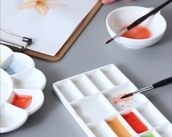 Ceramic Palette Watercolour Artist Painting Paintbrush Rest Washer Pot