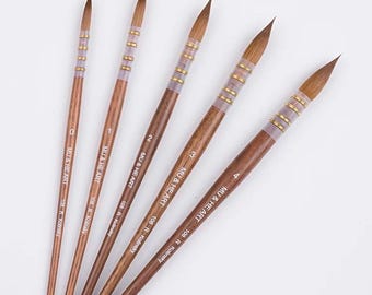 Master's Kolinsky Brush Watercolour Professional Painting Round Brushes Series 108: 5mm-9mm Black Walnut Handle