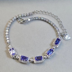 Gem Grade, High Quality Natural Tanzanite Bracelet S925 Sterling Silver, Natural Tanzanite Bracelet, Natural Tanzanite Jewelry