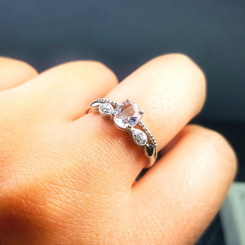 Natural Morganite Jewelry High Quality Natural Pink Morganite Ring S925 Sterling Silver Natural Morganite Ring Gem Grade