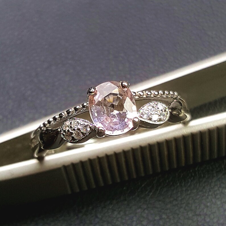 Natural Morganite Jewelry High Quality Natural Pink Morganite Ring S925 Sterling Silver Natural Morganite Ring Gem Grade