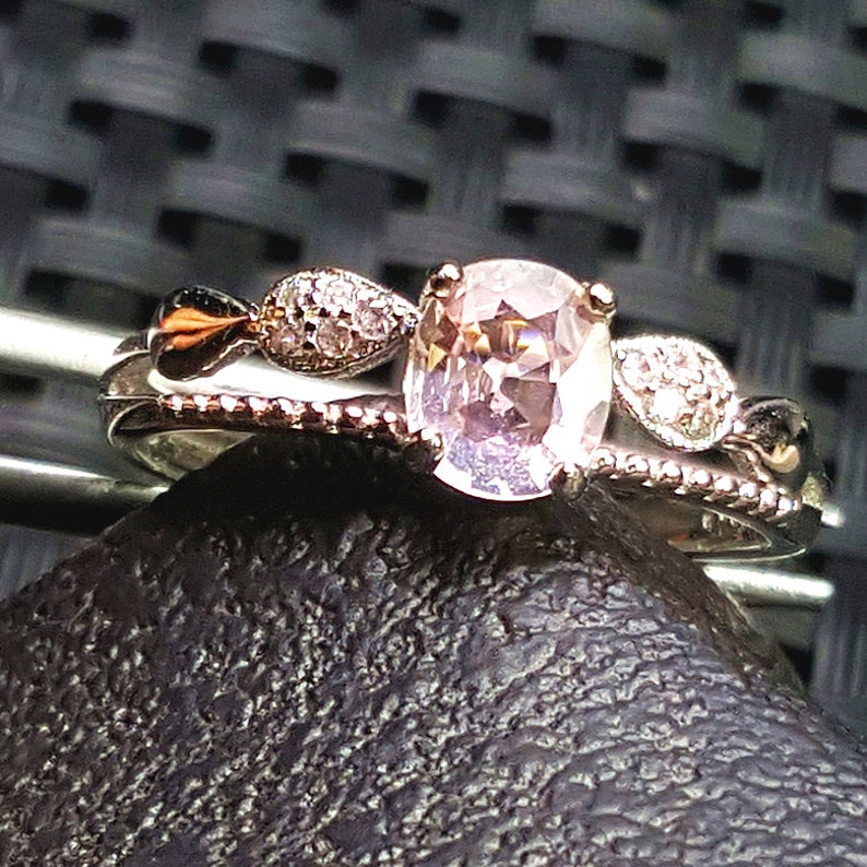 Natural Morganite Jewelry High Quality Natural Pink Morganite Ring S925 Sterling Silver Natural Morganite Ring Gem Grade