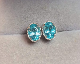 Gem Grade, Neon Blue Apatite Crystal, High Quality Natural Apatite Earrings S925 Sterling Silver, Natural Apatite Earrings